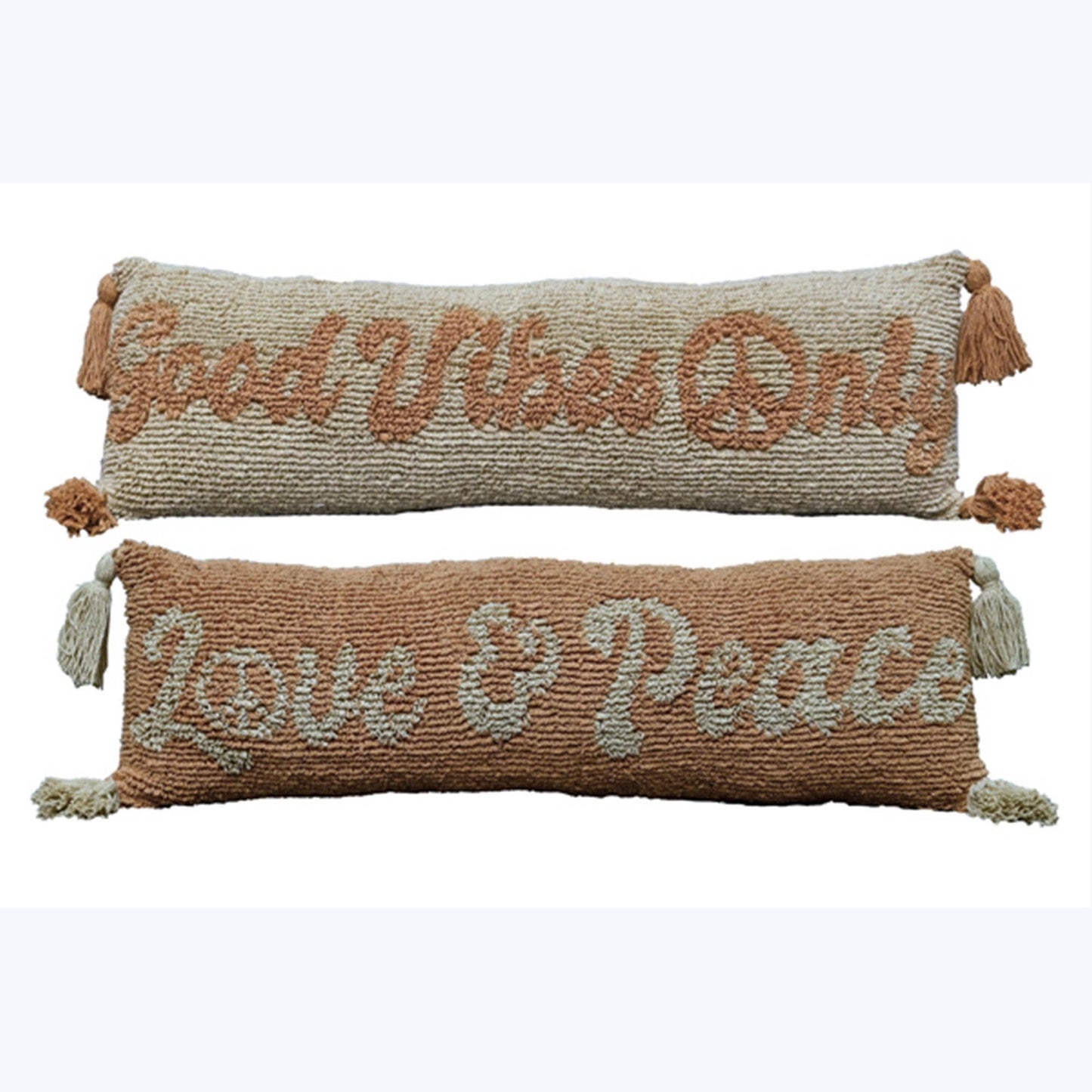 Cotton Lumbar Pillows with Tassels, 2 Ast (SKU#: 12992)