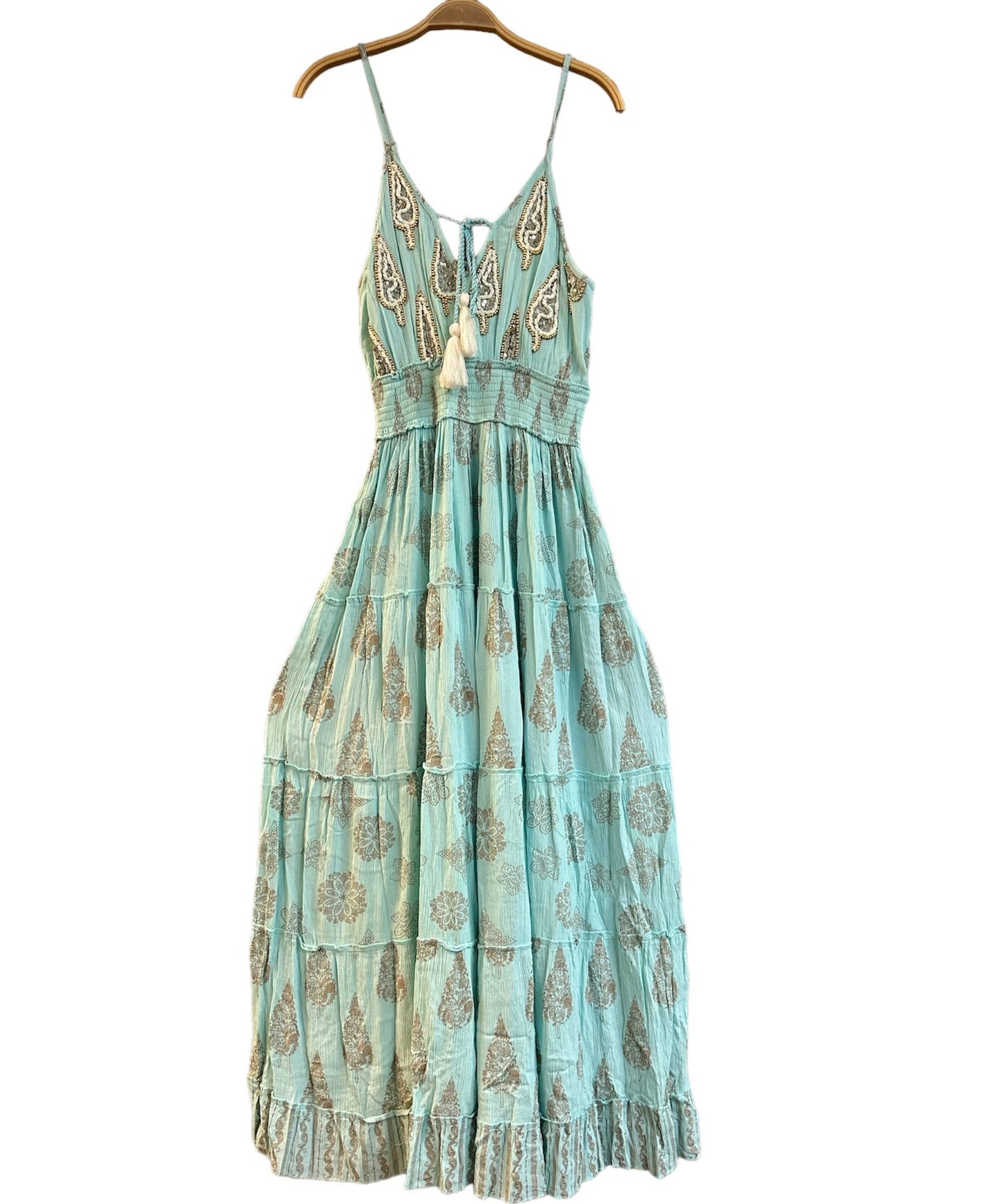 Rayon Crepe Thread Embroidery Drawstring Dress MK1062