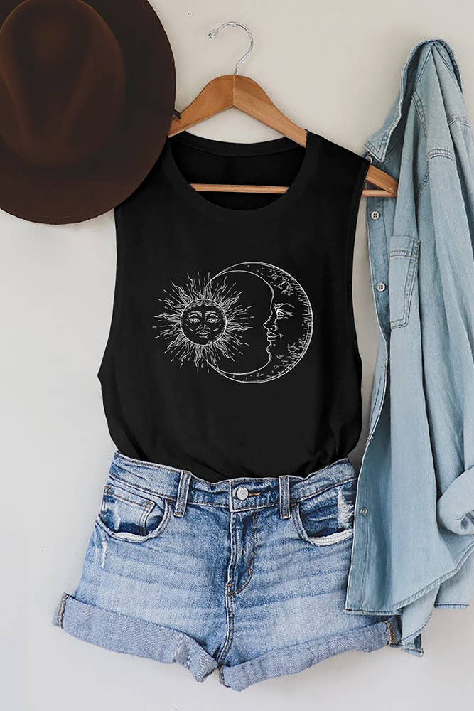 UNISHE - Sun And Moon Print Tank Top STC125C200