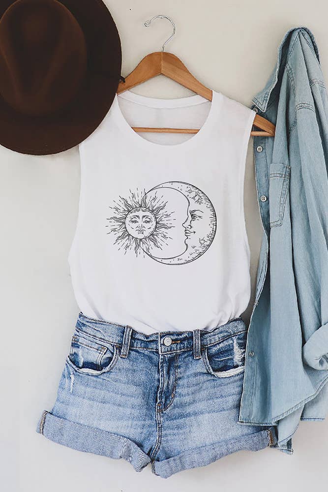 UNISHE - Sun And Moon Print Tank Top STC125C200