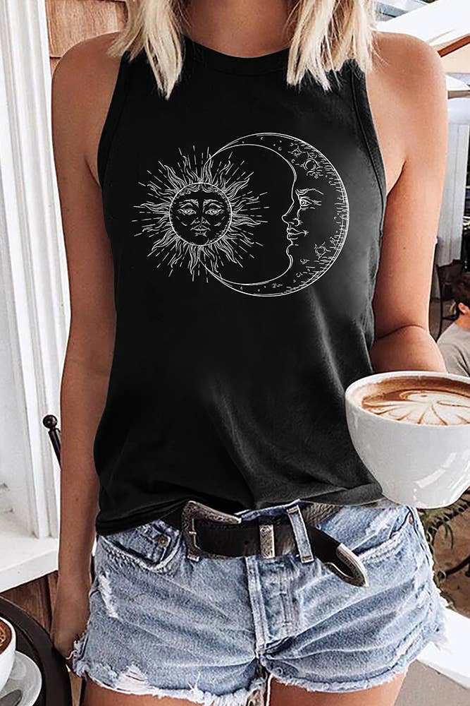 UNISHE - Sun And Moon Print Tank Top STC125C200
