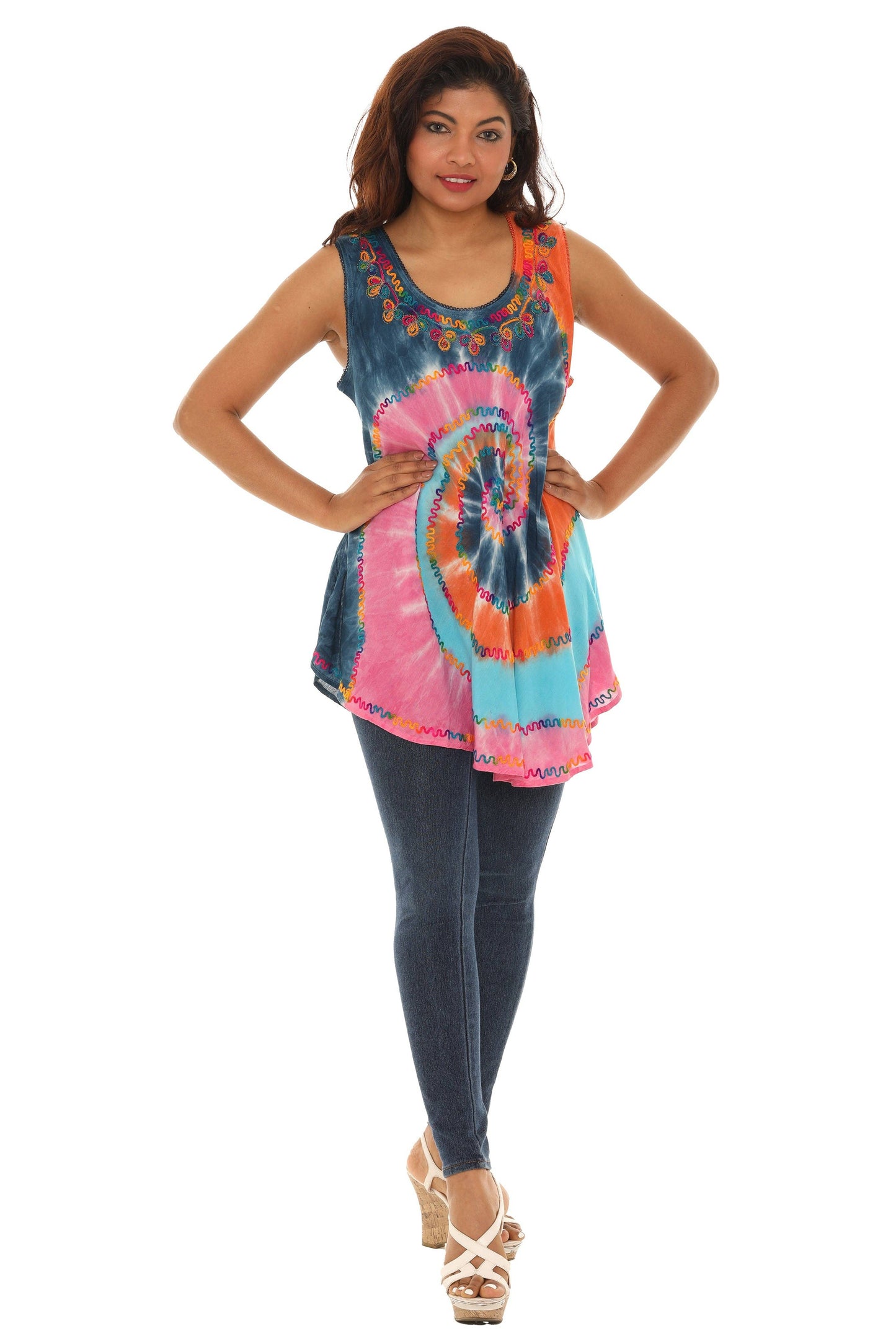 Shoreline Wear. INC - Tie-Dye Swirl Sleeveless Scoop Neck Top