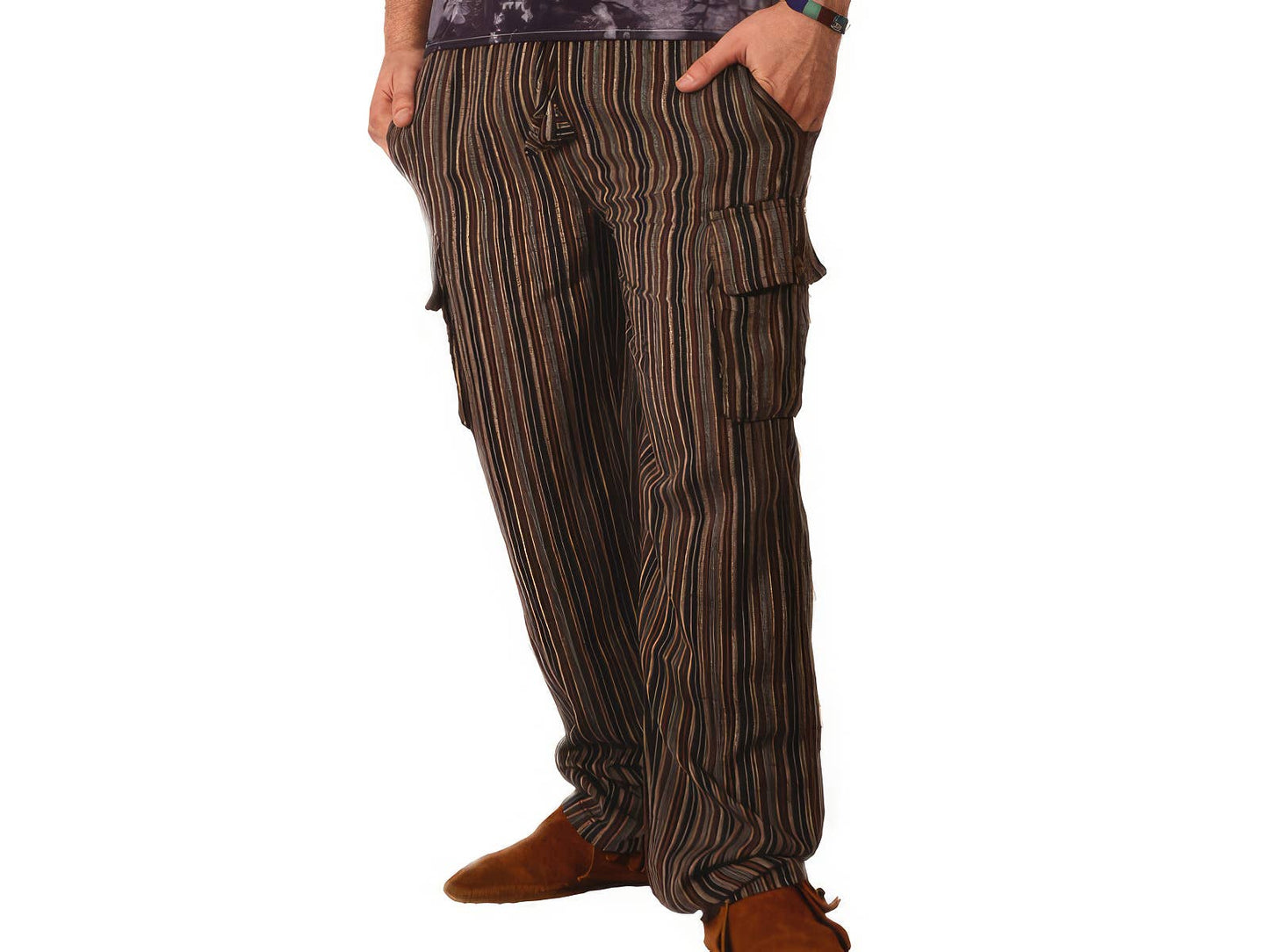 Gypsy Rose - Wayward Wonderer Striped Cotton Cargo Pants