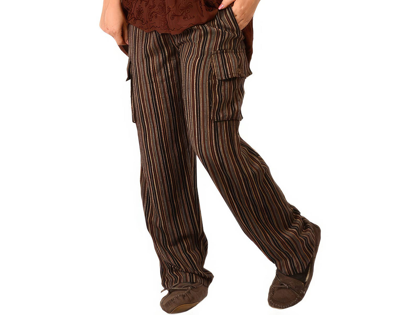 Gypsy Rose - Wayward Wonderer Striped Cotton Cargo Pants