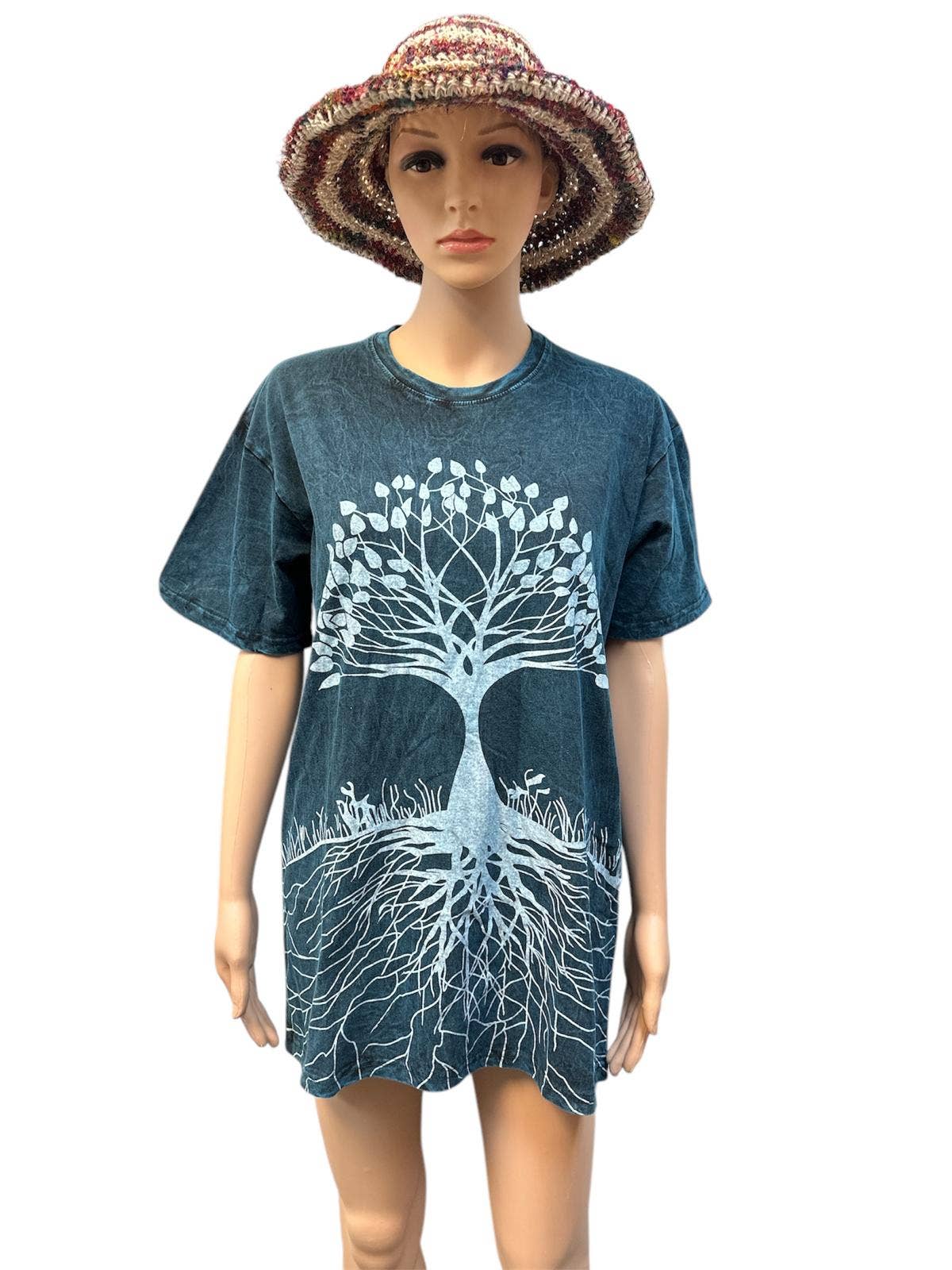 Rising International Inc - Cotton Stonewash Round Neck Bodhi Tree T-shirt NC2028