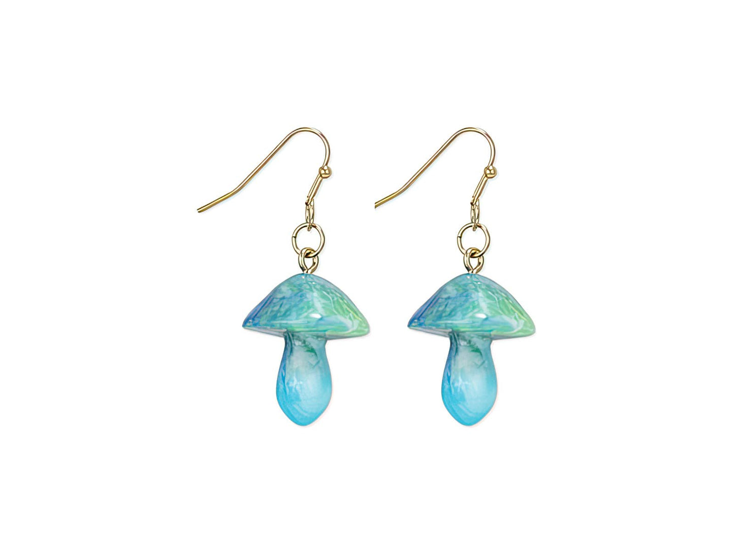 Gypsy Rose - Sky Blue Marbled Mushroom Earring