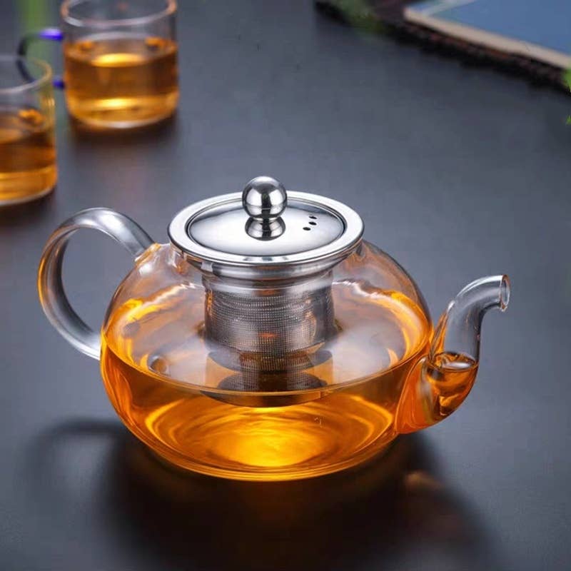 The Grateful Tea Co - Glass Teapot With Stainless Steel Infuser and Lid (40oz.)