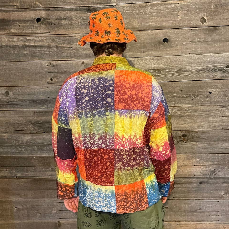 Jayli Clothing - Hippie Cotton Rainbow Batik Patchwork Long Sleeve Kurtha