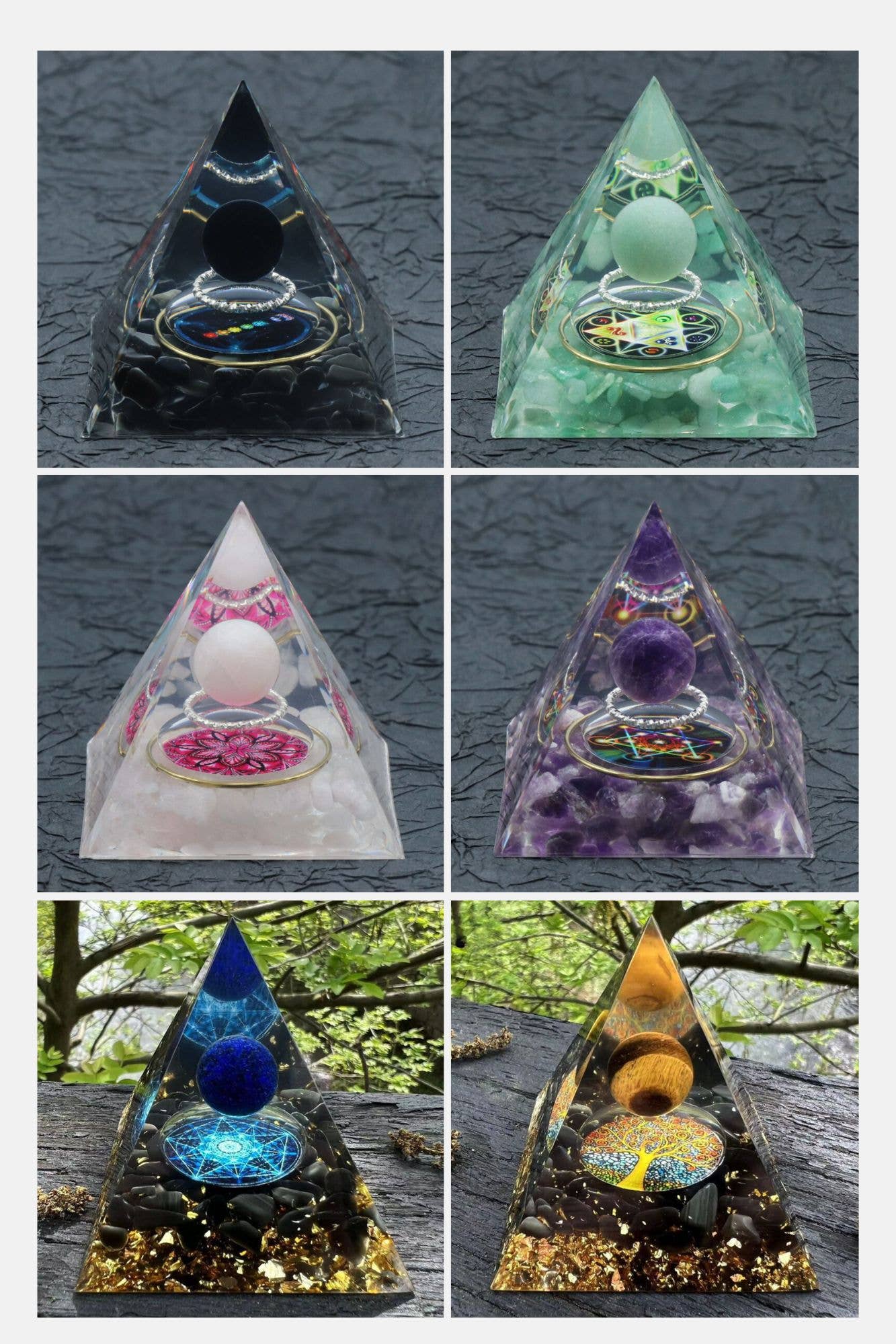 Gypsy Soul - Crystal Sphere Orgonite 6cm - Assortment 8 pcs