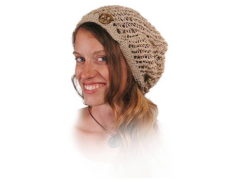 Gypsy Rose - HEMP AND COTTON HEAD SOCK WITH BONE PEACE BUTTON