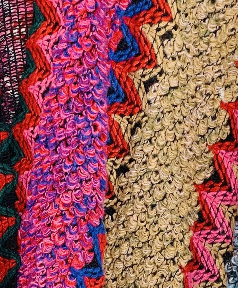JC Sunny Fashion - JC063311 Pocket Colorful Crochet Patterned Ruana