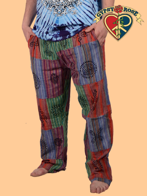 Gypsy Rose - Everyday People Men's Patchwork Cotton Pants w/ Block Print