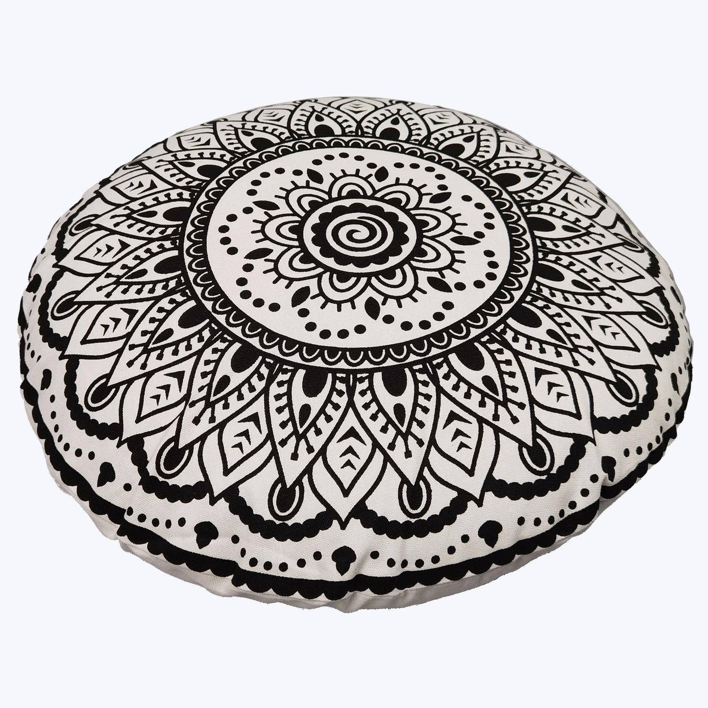 Cotton Round Black and White Hand Dyed Pillow (SKU#: 10716)