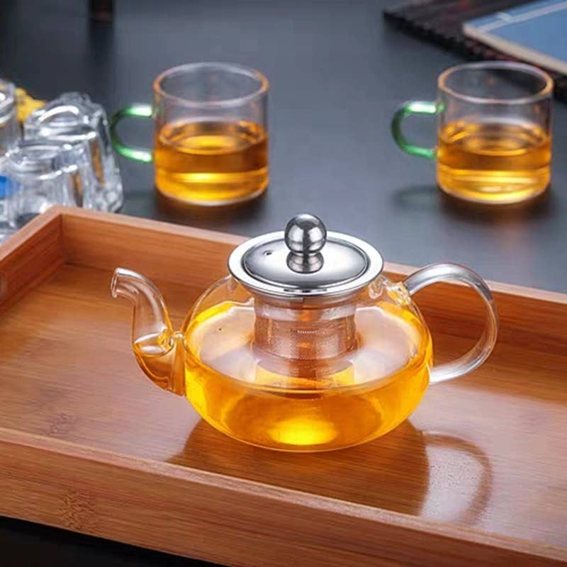 The Grateful Tea Co - Glass Teapot With Stainless Steel Infuser and Lid (40oz.)