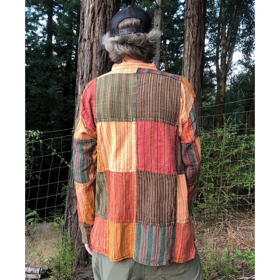 Jayli Clothing - Hippie 100% Cotton Patchwork Stonewash Men's Long Sleeves