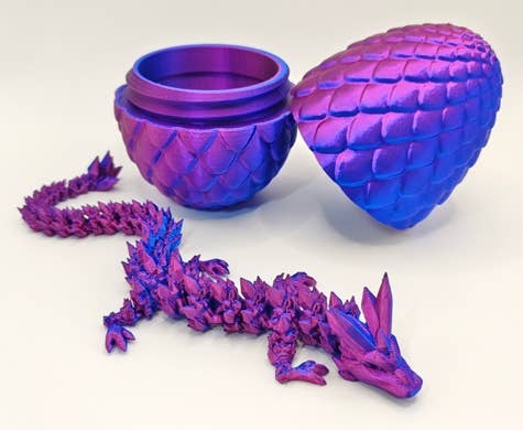 Fantasy Gifts - 3D Printed Purple Dragon in Dragons Egg