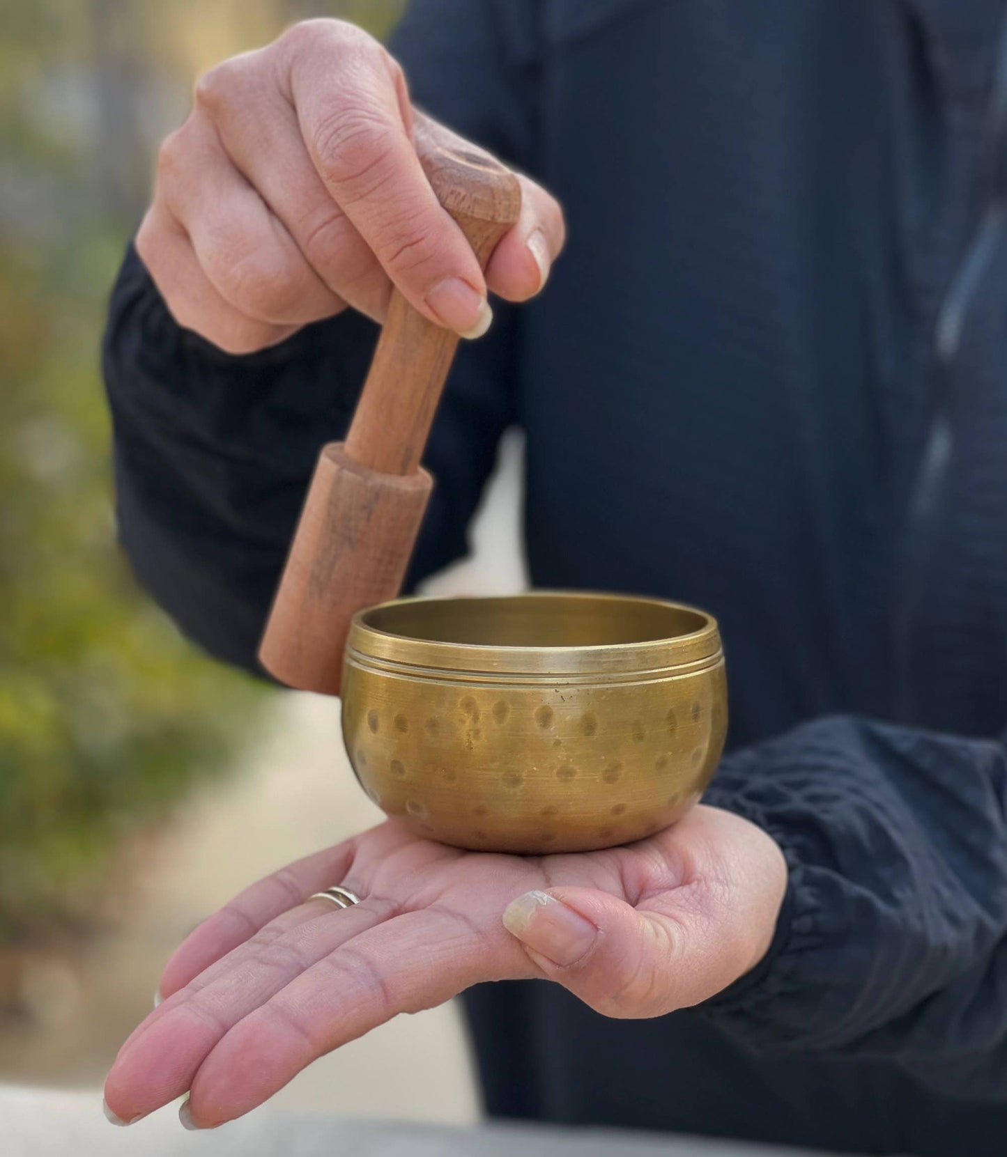 Tibetan Palm Size Singing Bowl Complete Set Meditation Yoga