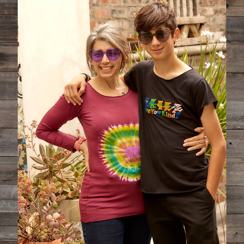 Jayli Clothing - Cotton Lycra Long Sleeve Top With Rainbow Tie Dye Bust