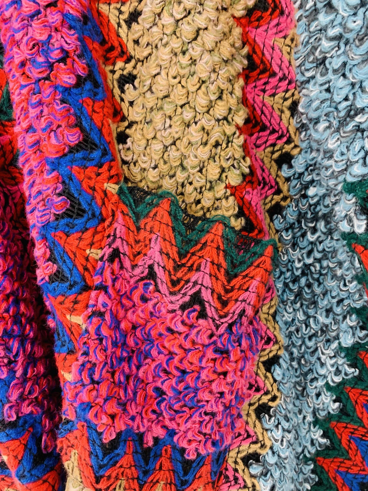 JC Sunny Fashion - JC063311 Pocket Colorful Crochet Patterned Ruana