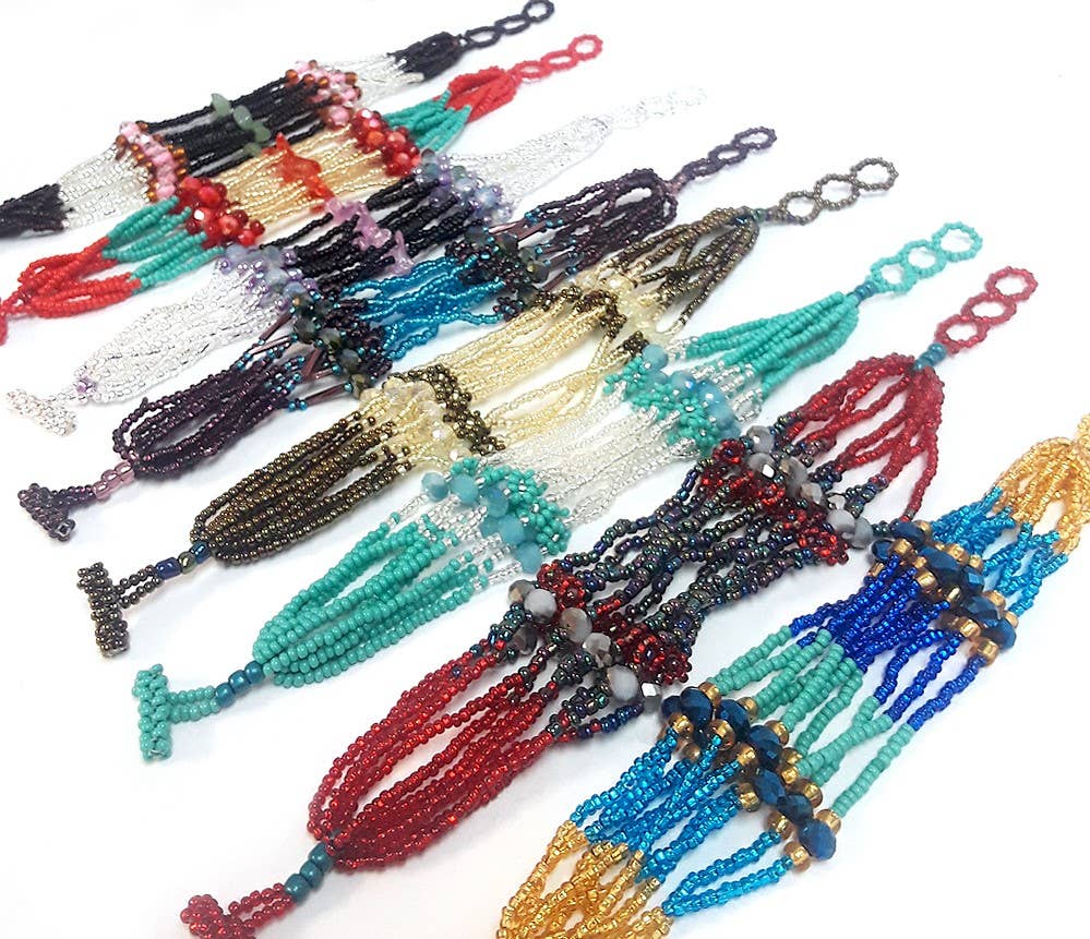 Pichincha - Guatemalan Crystal Seed Bead Multi Strand Bracelet