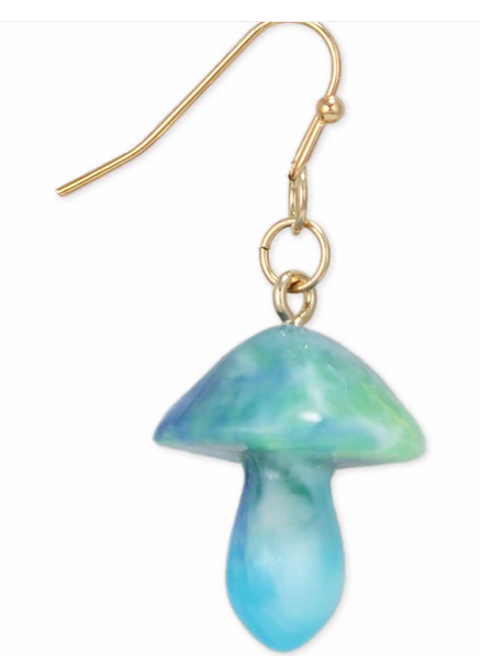 Gypsy Rose - Sky Blue Marbled Mushroom Earring