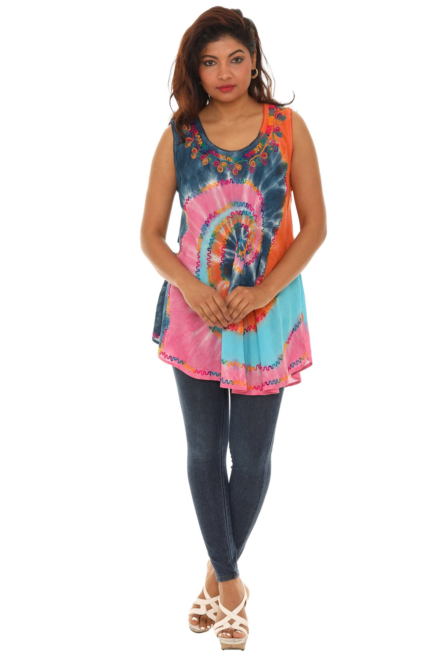 Shoreline Wear. INC - Tie-Dye Swirl Sleeveless Scoop Neck Top