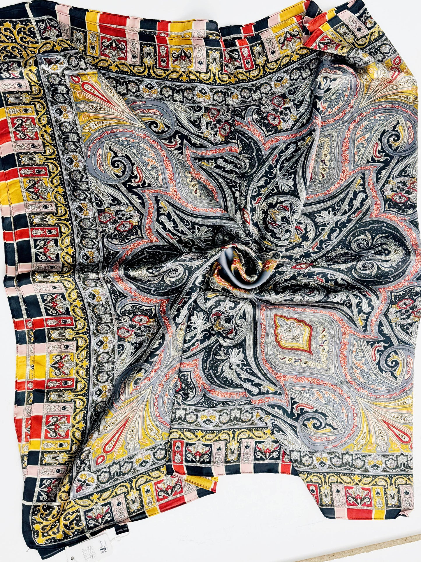 JC Sunny Fashion - JC023333 Silky Paisley Artwork Scarf/Shawl