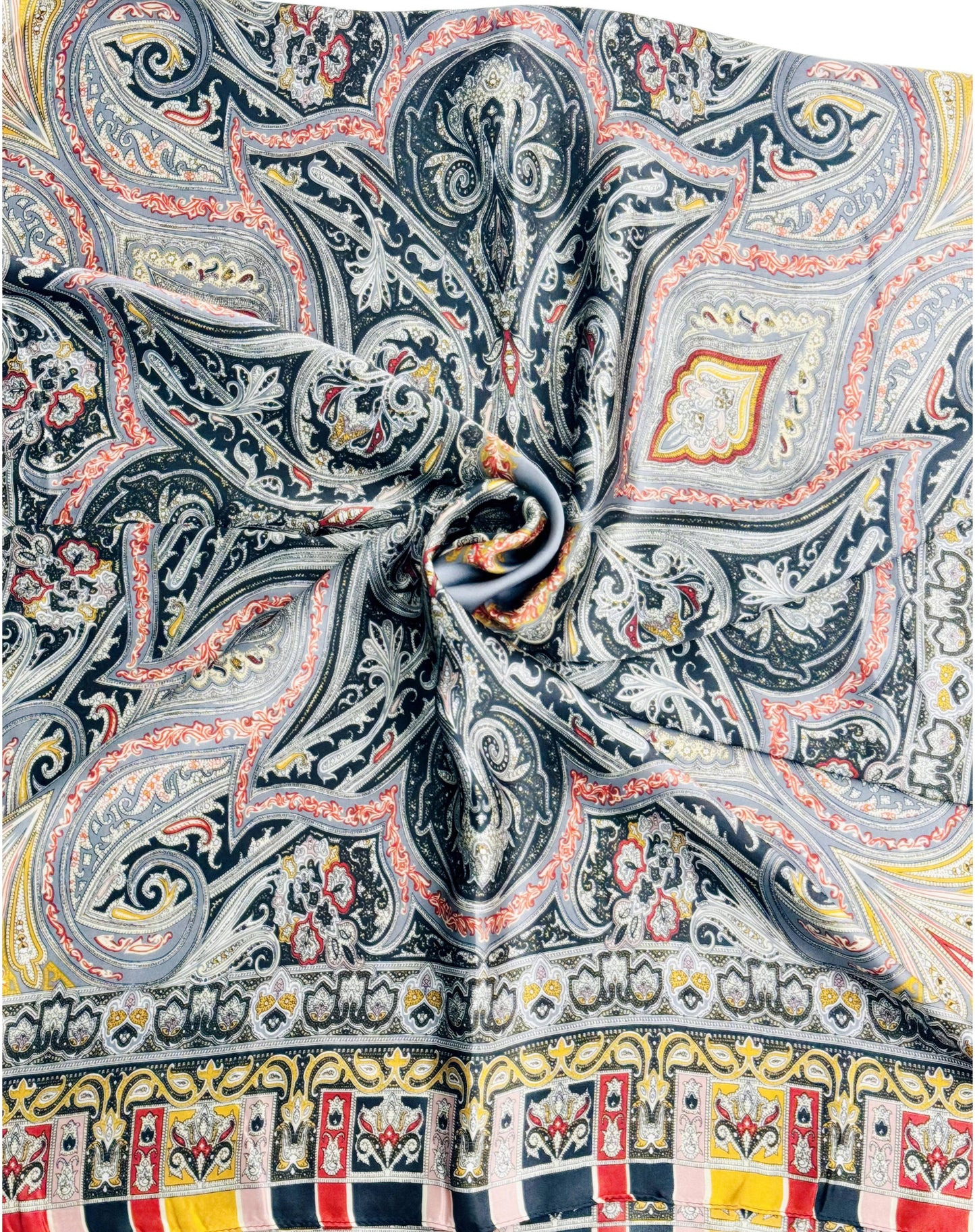 JC Sunny Fashion - JC023333 Silky Paisley Artwork Scarf/Shawl