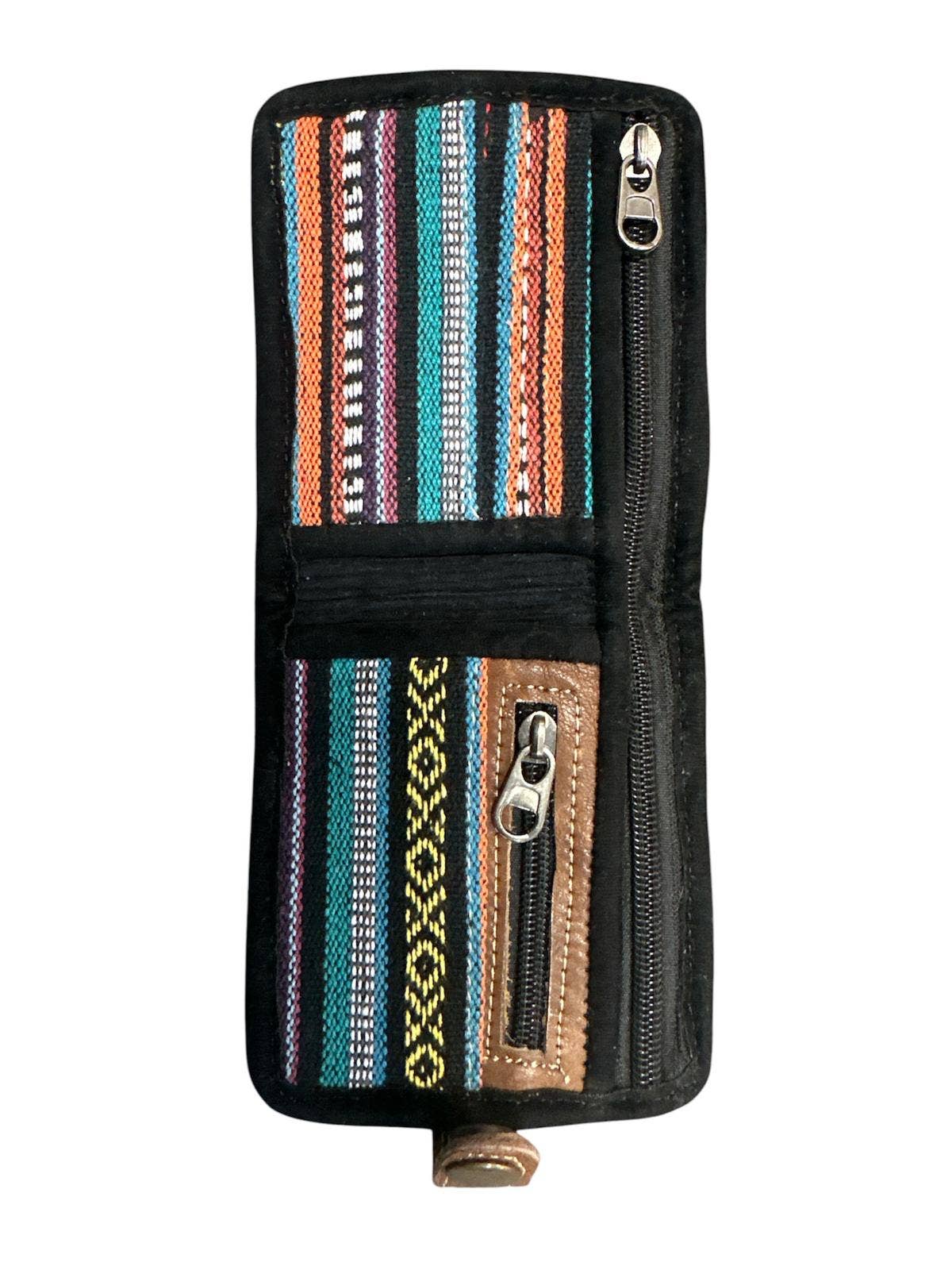 Rising International Inc - Cotton Hemp Multi Color Leather Trim Everest Wallet RIB3162
