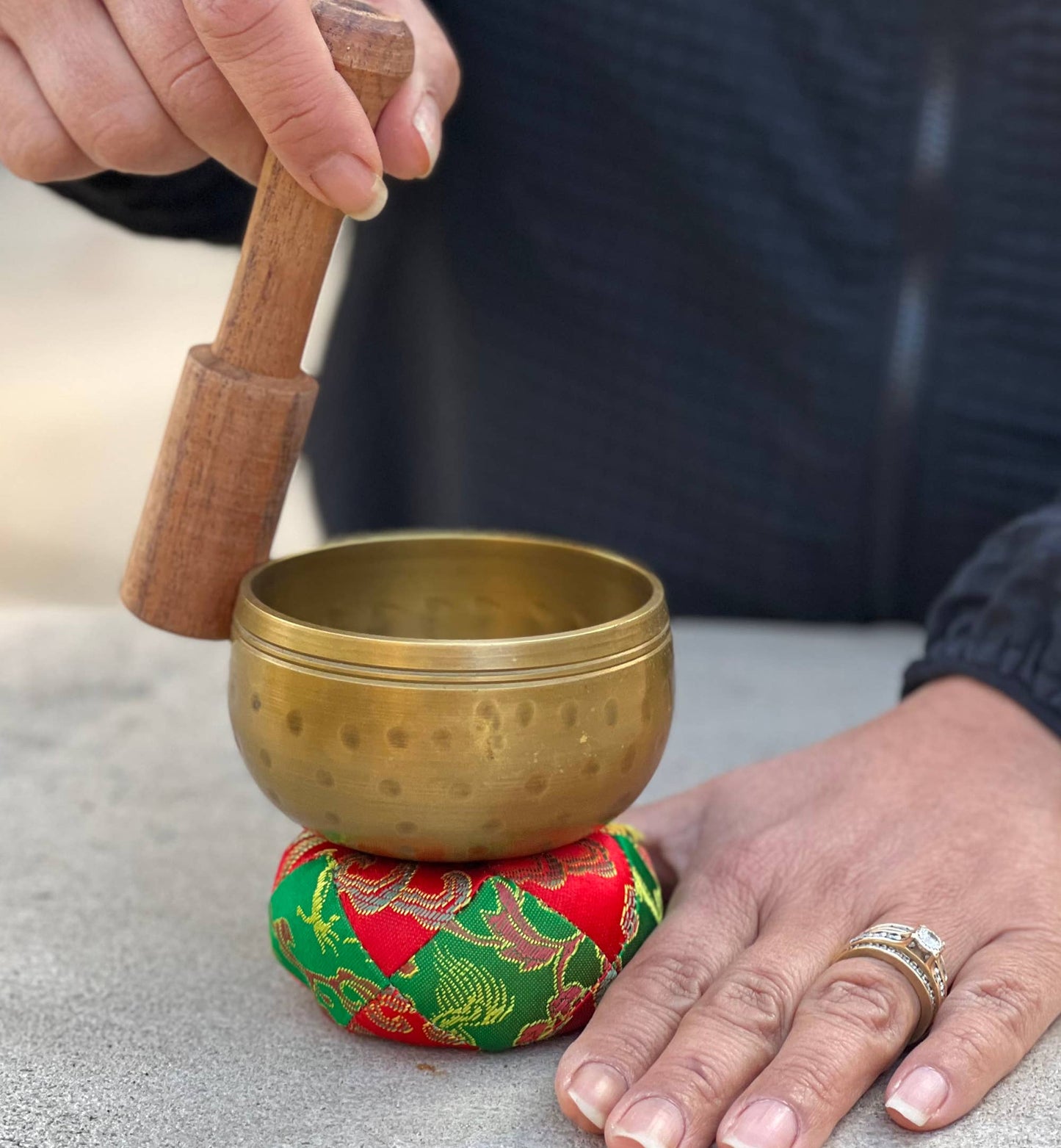 Tibetan Palm Size Singing Bowl Complete Set Meditation Yoga