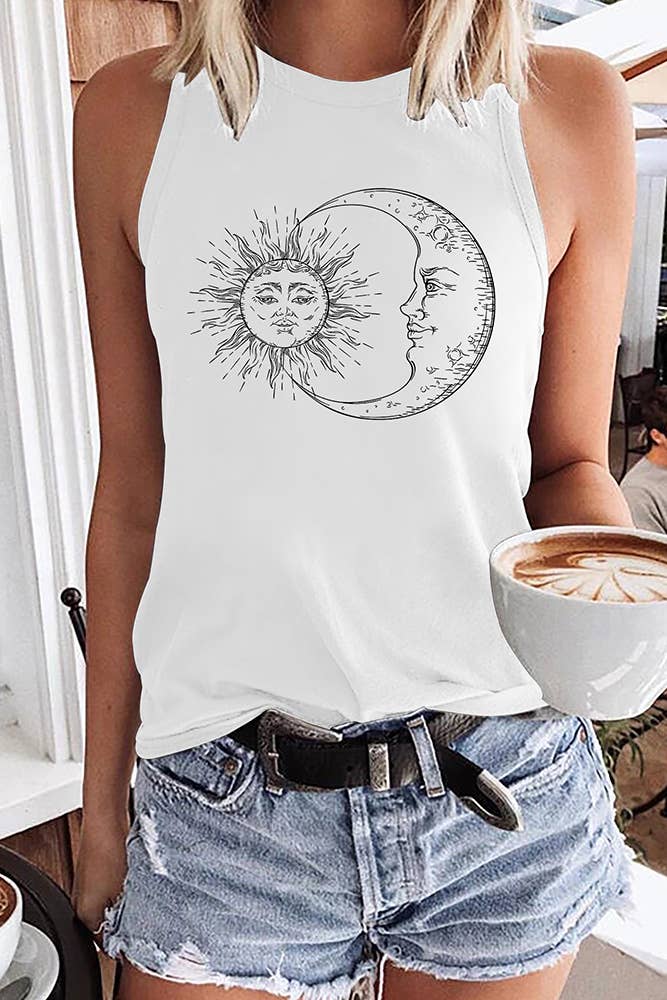 UNISHE - Sun And Moon Print Tank Top STC125C200