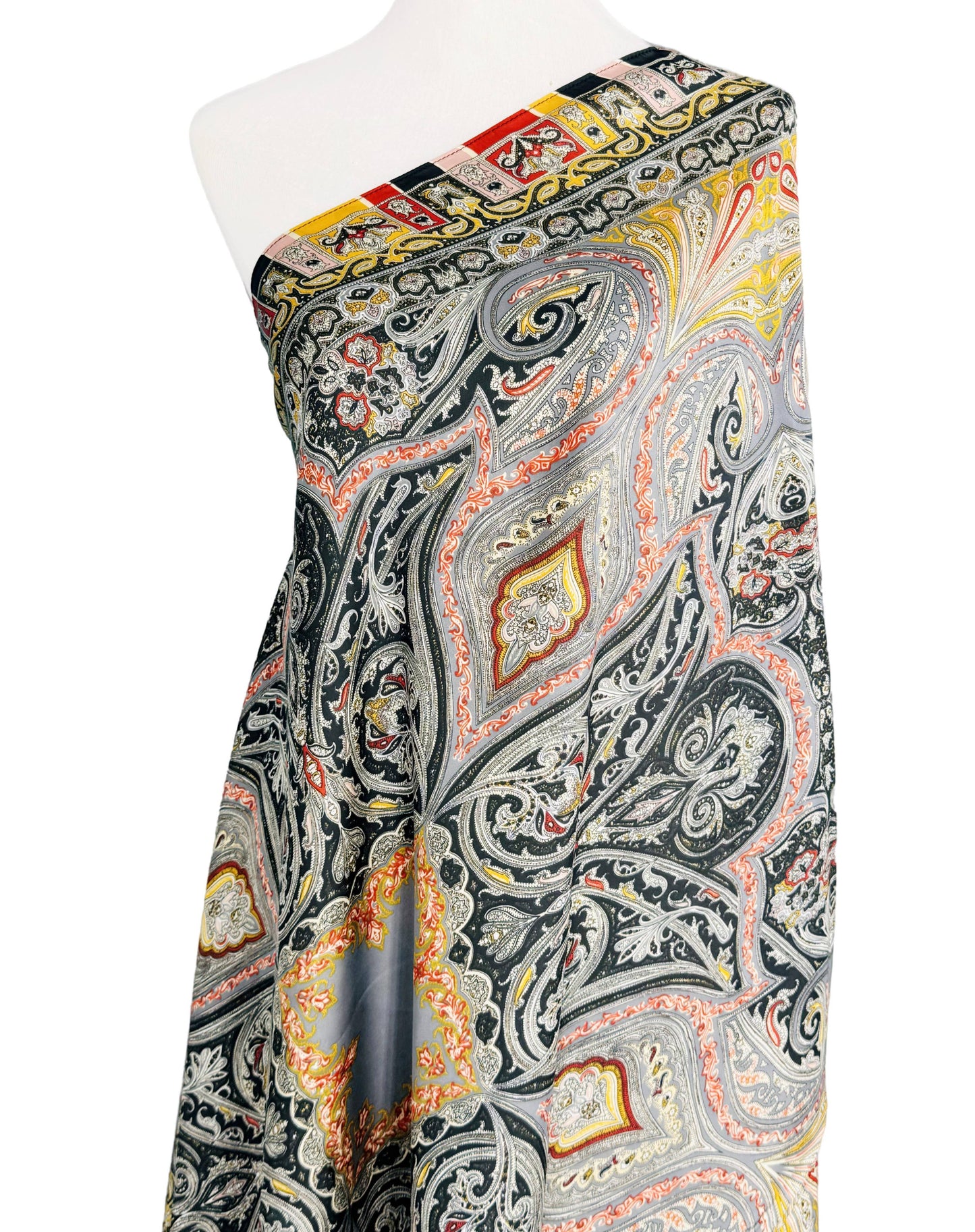 JC Sunny Fashion - JC023333 Silky Paisley Artwork Scarf/Shawl