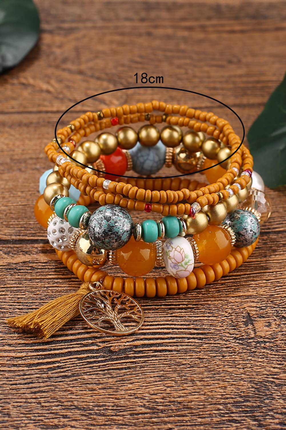 1 the Woman - 5pcs Boho Beaded Turquoise Bracelets Set