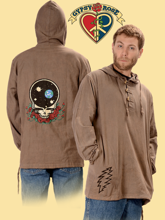 Gypsy Rose - Grateful Dead Space Your Face Stealie Fine Cotton Hoodie