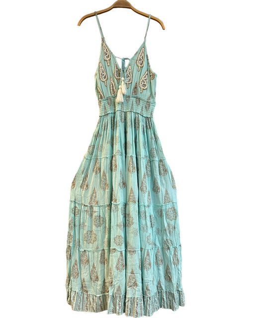 Rayon Crepe Thread Embroidery Drawstring  Dress MK1062