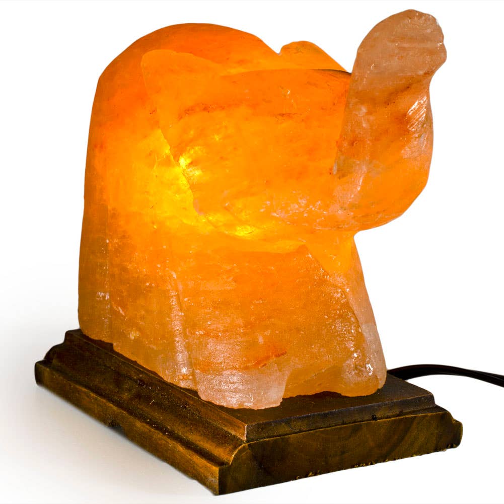 Fantasia Mining - Elephant Shaped Salt Lamp  - 9" avg. - Cord, Bulb, Dimmer