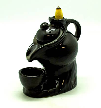 Fantasy Gifts - Black Ceramic Tea Pot Back Flow Incense Burner