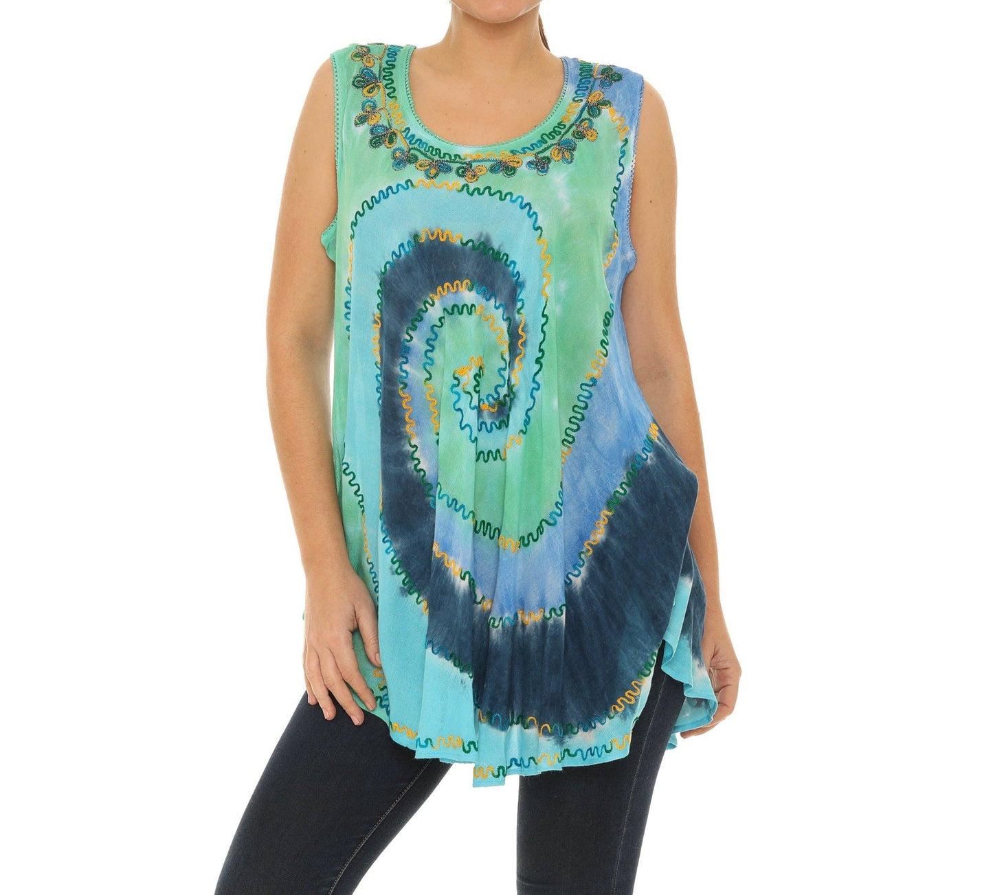 Shoreline Wear. INC - Tie-Dye Swirl Sleeveless Scoop Neck Top