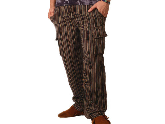 Gypsy Rose - Wayward Wonderer Striped Cotton Cargo Pants