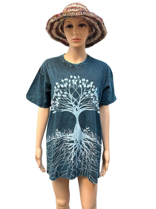 Rising International Inc - Cotton Stonewash Round Neck Bodhi Tree T-shirt NC2028