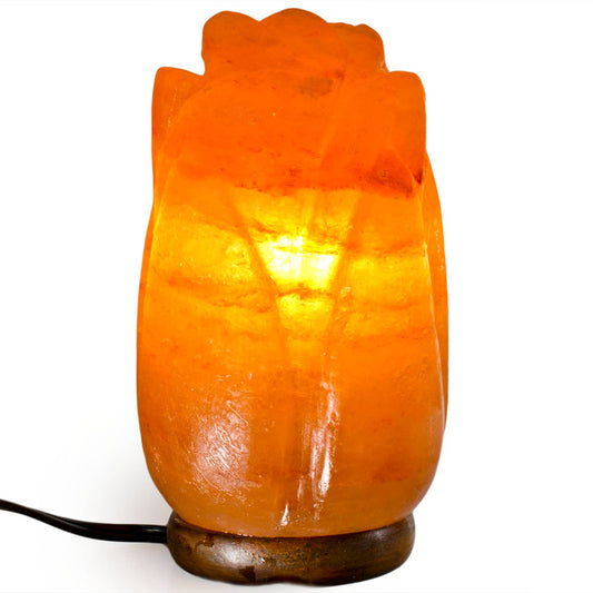 Fantasia Mining - Tea Rose Shaped Salt Lamp  - 7" avg. - Cord, Bulb, Dimmer