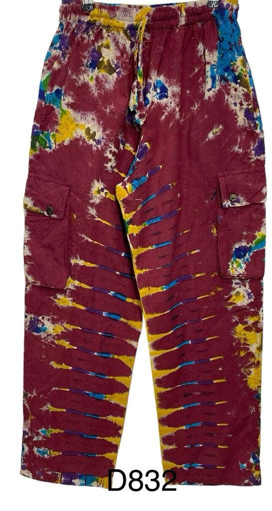 Cotton Boho Red Tie-Dye Pant D832