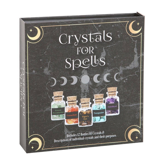 16008 12PC Crystals for Spells Crystal Chip Gift Bottle Set