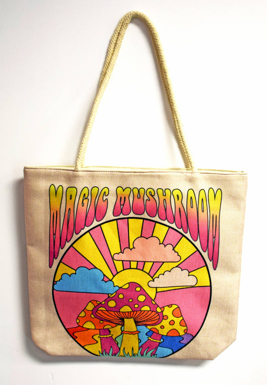 Fantasy Gifts - Magic Mushroom Techno Jute Tote Bag
