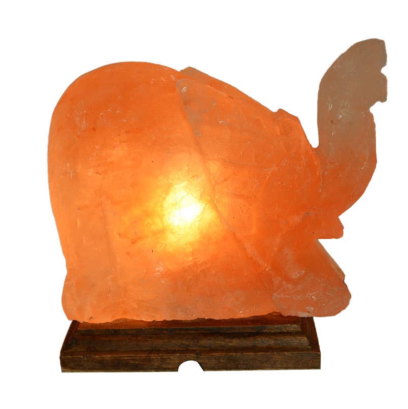 Fantasia Mining - Elephant Shaped Salt Lamp  - 9" avg. - Cord, Bulb, Dimmer