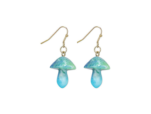Gypsy Rose - Sky Blue Marbled Mushroom Earring