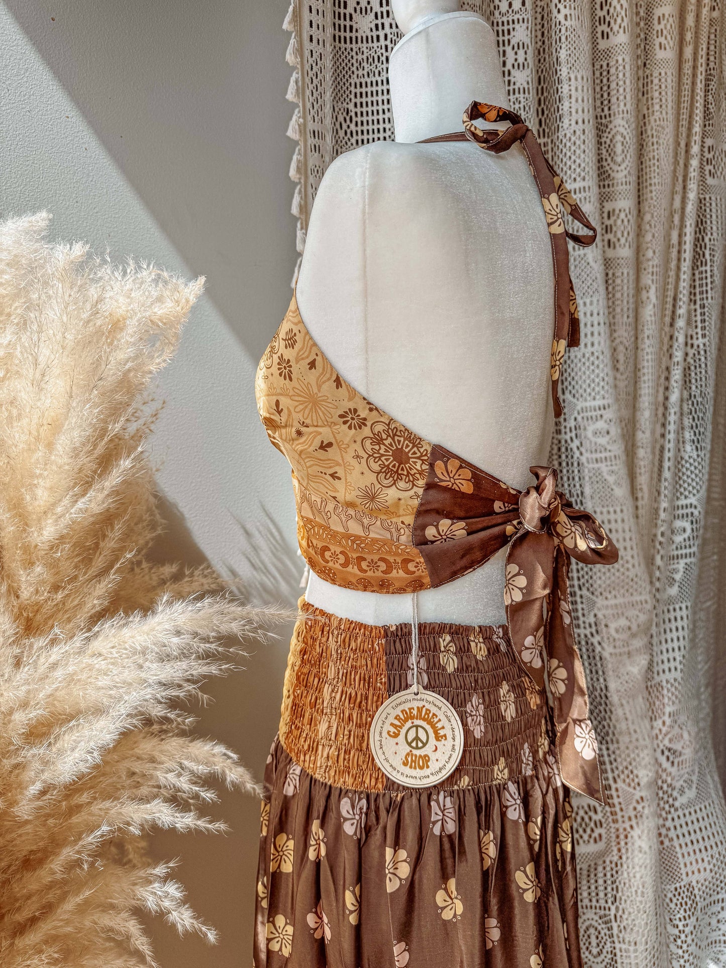 Beachy Boho Neutral Desert Solstice Silk Bralette, Bra Top