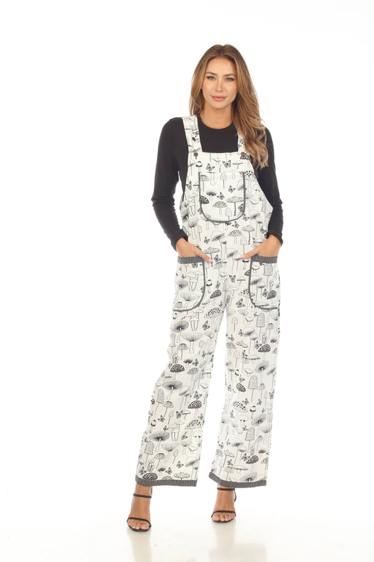 Black & White Butterfly Mushroom Jumpsuit Overall D811