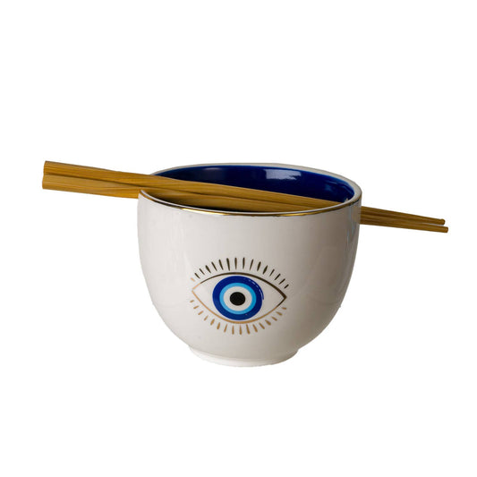 15900 Evil Eye Ramen Bowl w/Chopsticks