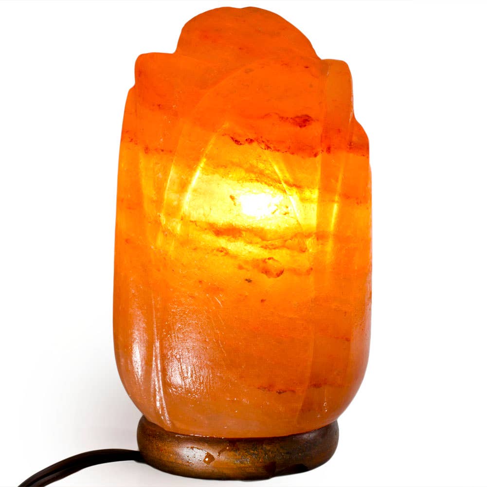 Fantasia Mining - Tea Rose Shaped Salt Lamp  - 7" avg. - Cord, Bulb, Dimmer